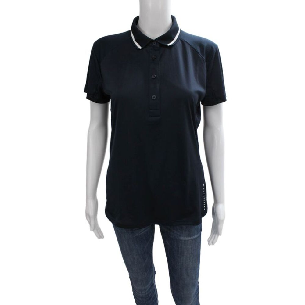 J. Lindeberg Women Blue Collared Basic Polo Short Sleeve Polyester Blend Size M
